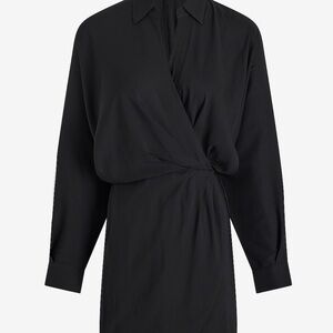 Black Deep V-Neck Surplice Shirt Romper